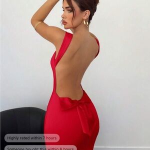 Elegant Red Backless Dress